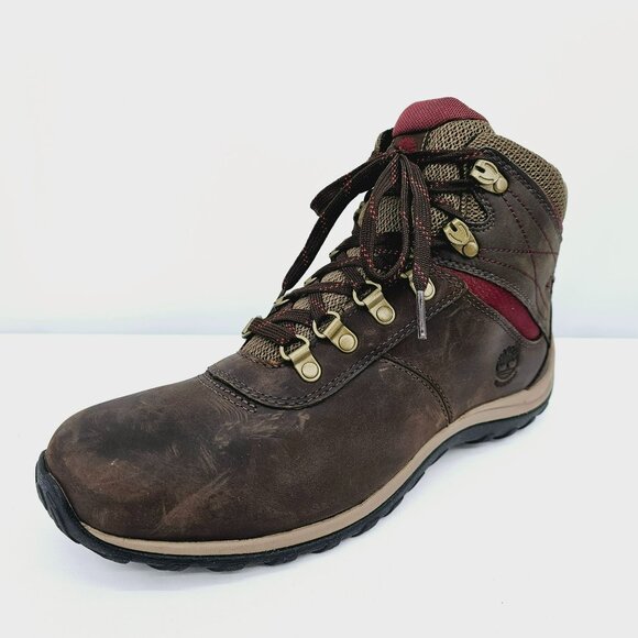 Timberland Womens Norwood Mid Waterproof Boots 11 Brown Leather Hiking Outdoor - Picture 13 of 13